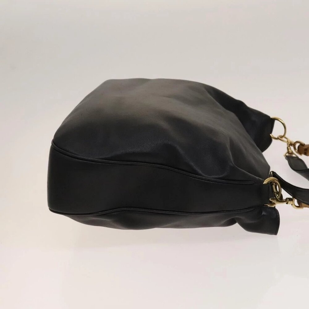 GUCCI Bamboo Shoulder Bag Leather 2way Black Gold 001 1781 1577 Auth 138302 - Picture 6 of 16
